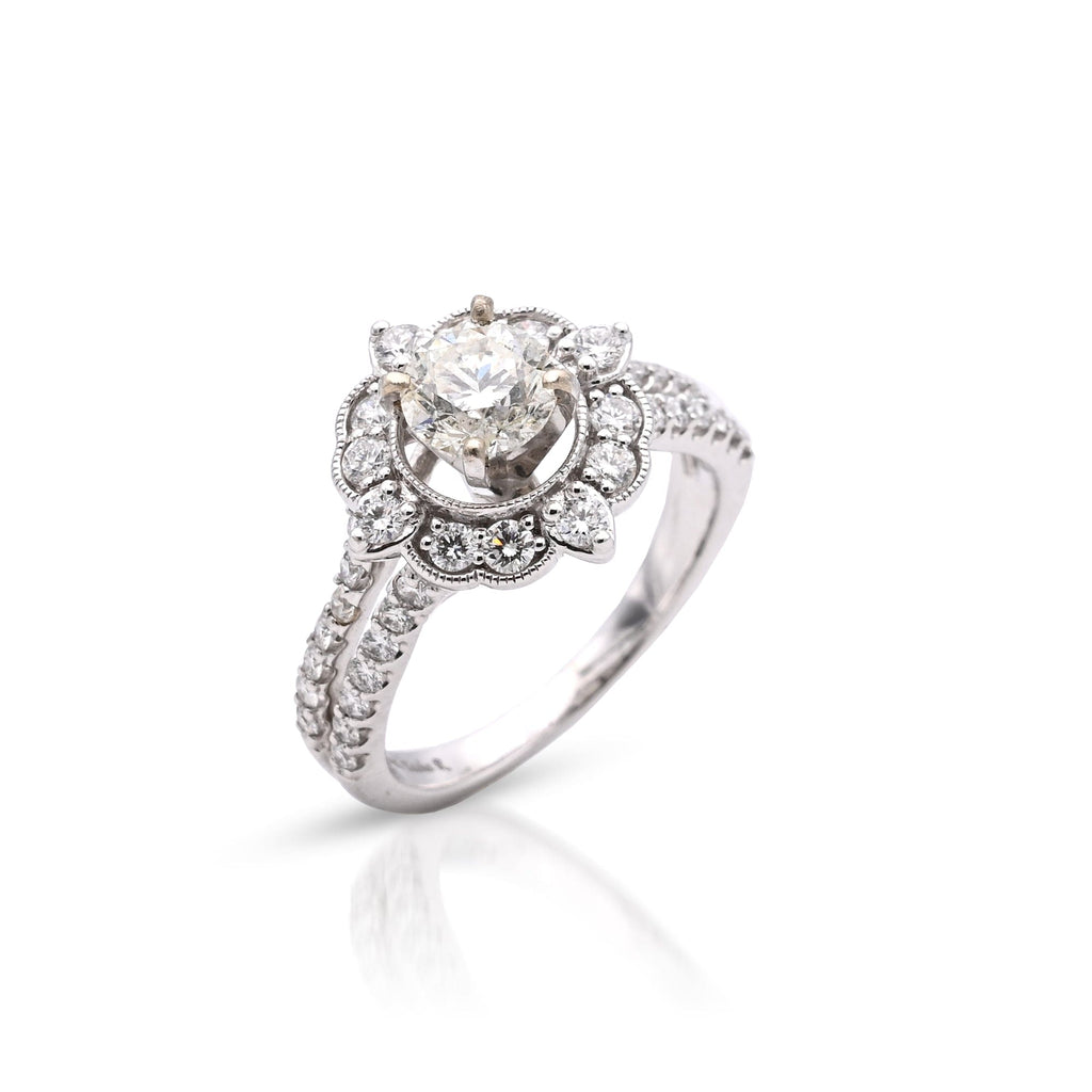 Diamond Solitaire Ring with White Stone