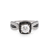 A diamond solitaire ring with a 1 carat round brilliant cut diamond in a white gold setting