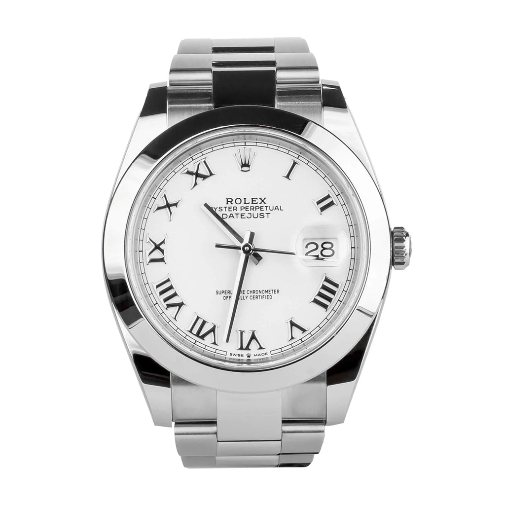 gullig omgivet indvirkning Rolex Date just 41mm white index dial – Diamond Direct