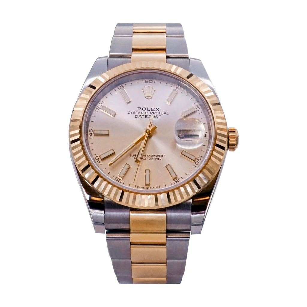 Rolex Oyster Perpetual 41mm silver dial Steel and Gold Bracelet